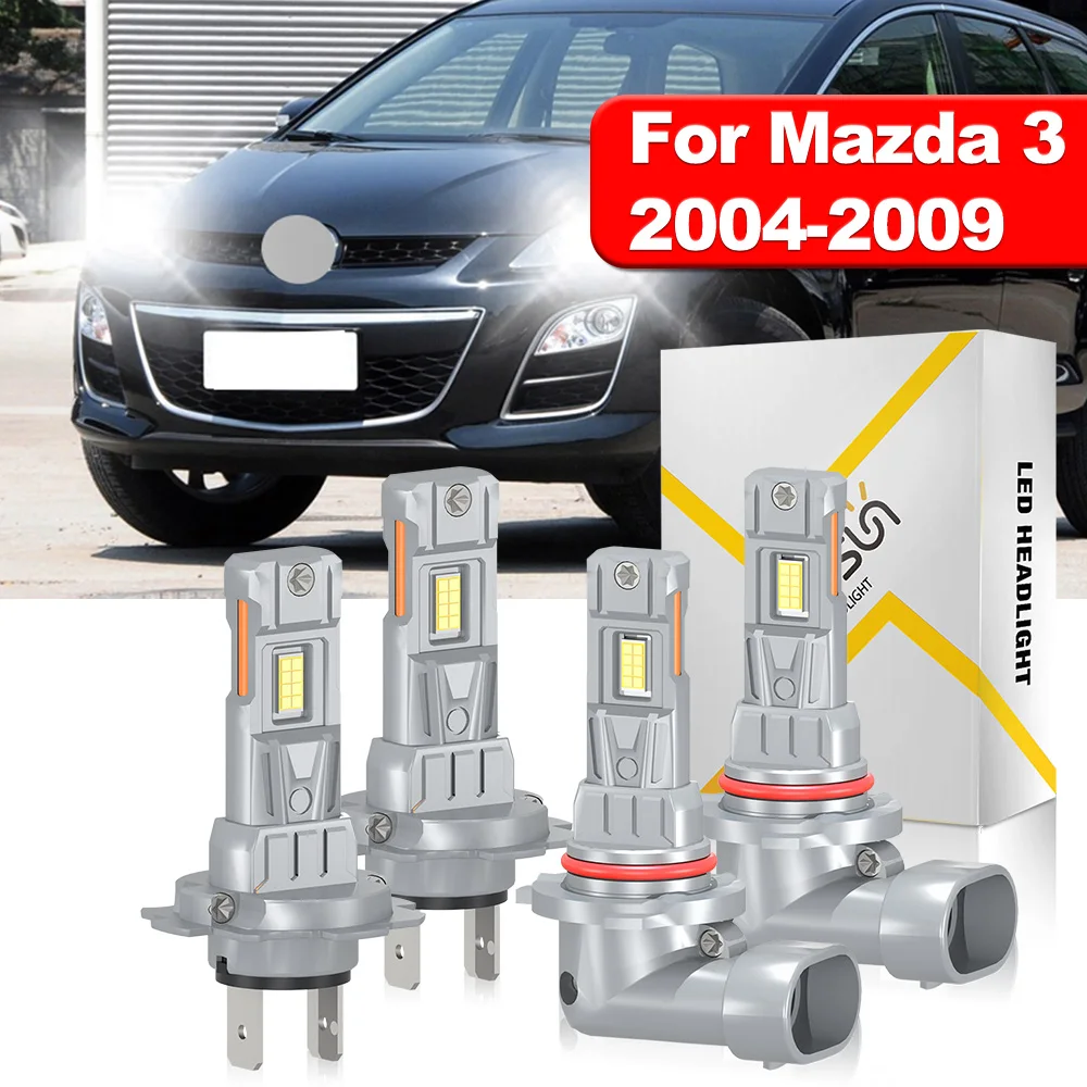 

4Pcs For Mazda 3 2004 2005 2006 2007 2008 2009 9005 Low Beam+H7 Fog Lamp 3570 CSP Chip 70000hrs Lifespan ip68