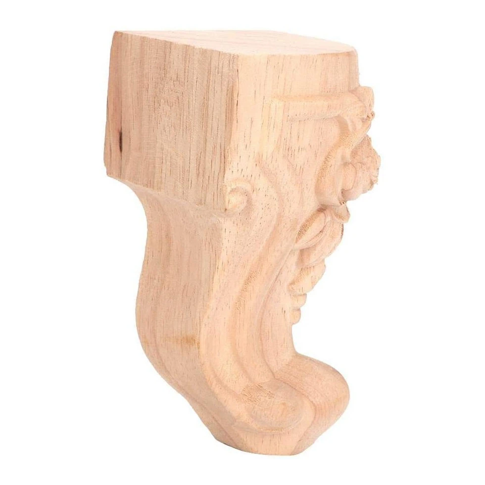 A66R-4 Pcs Furniture Legs European Style Cabinet Legs Wood Carved Table Foot Sofa Feet