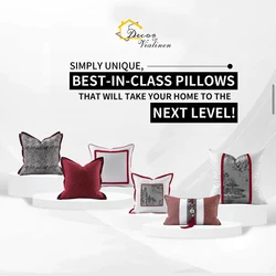 Luxury Pillow Cover Strie Red Grey Cushion Pillowcase Modern Sofa Couch Pillow Cover 60x60cm