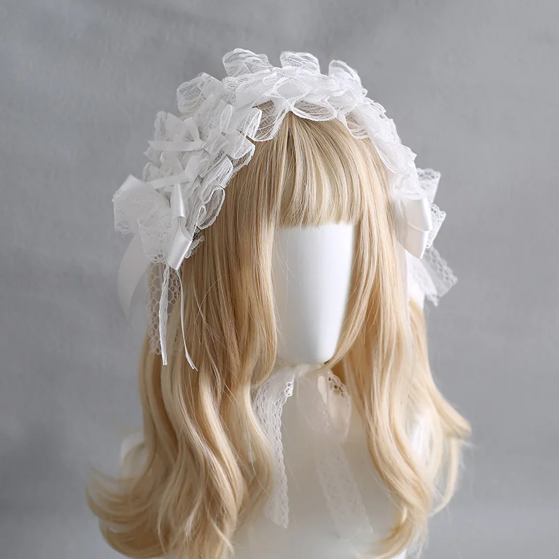 Lolita Spitze Kopfbedeckung Frauen Stirnband Haarbänder Gothic Cosplay Haarband für Party Haarschmuck
