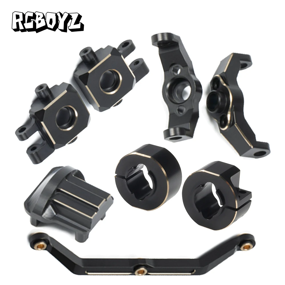 

Black Brass Weight Caster Blocks Link Steering Knuckle Diff Cover for 1/18 RC Crawler Car TRX-4M Defender Bronco Traxxas Upgrade