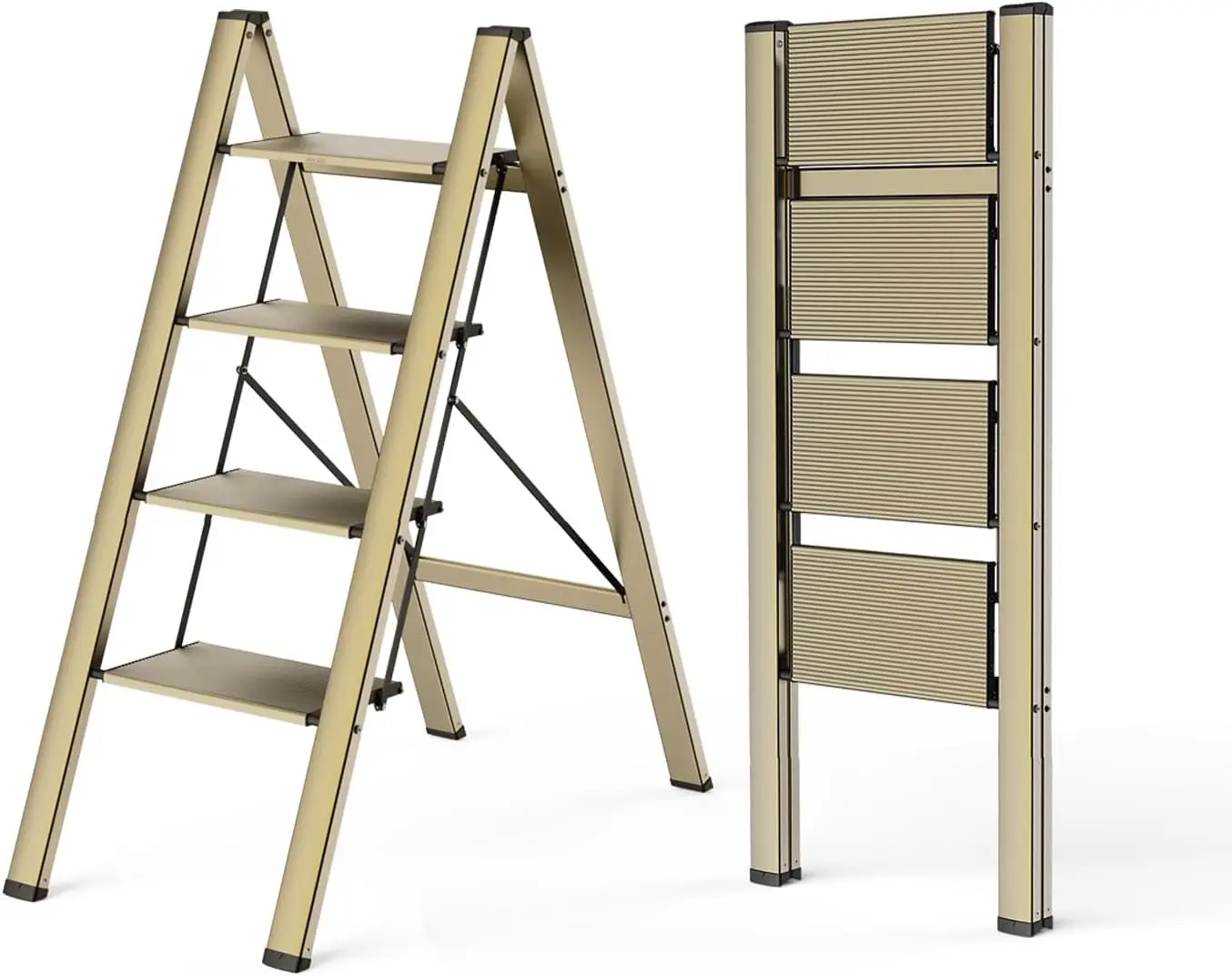 

Step Ladder, Lightweight Aluminum Step Stool, Compact Stepladder, Anti Slip Pedals, Easy to Move & Store