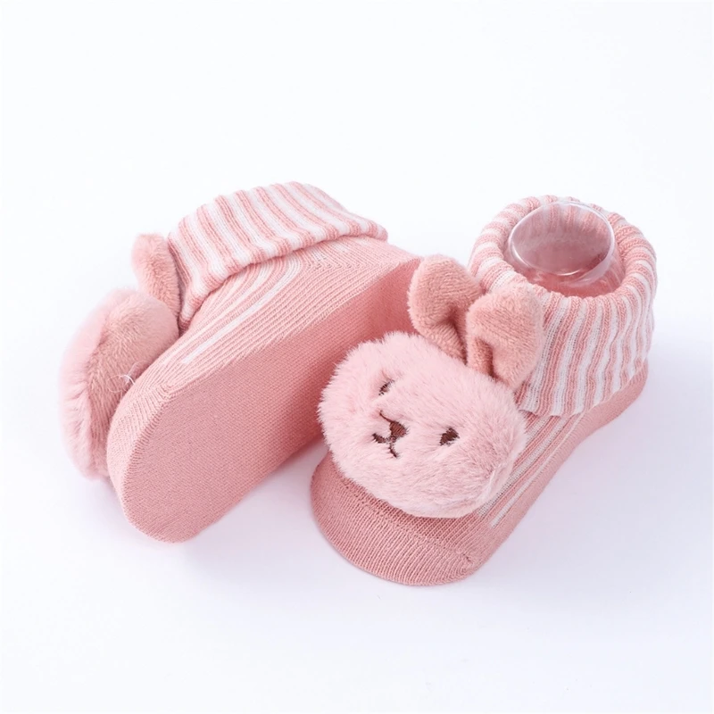 Pack of 3 Pair Animal Themed Infant Knit Booties Cartoon Dolls Knitted Baby Shoes Socks Comfortable Floor Socks Set D5QA