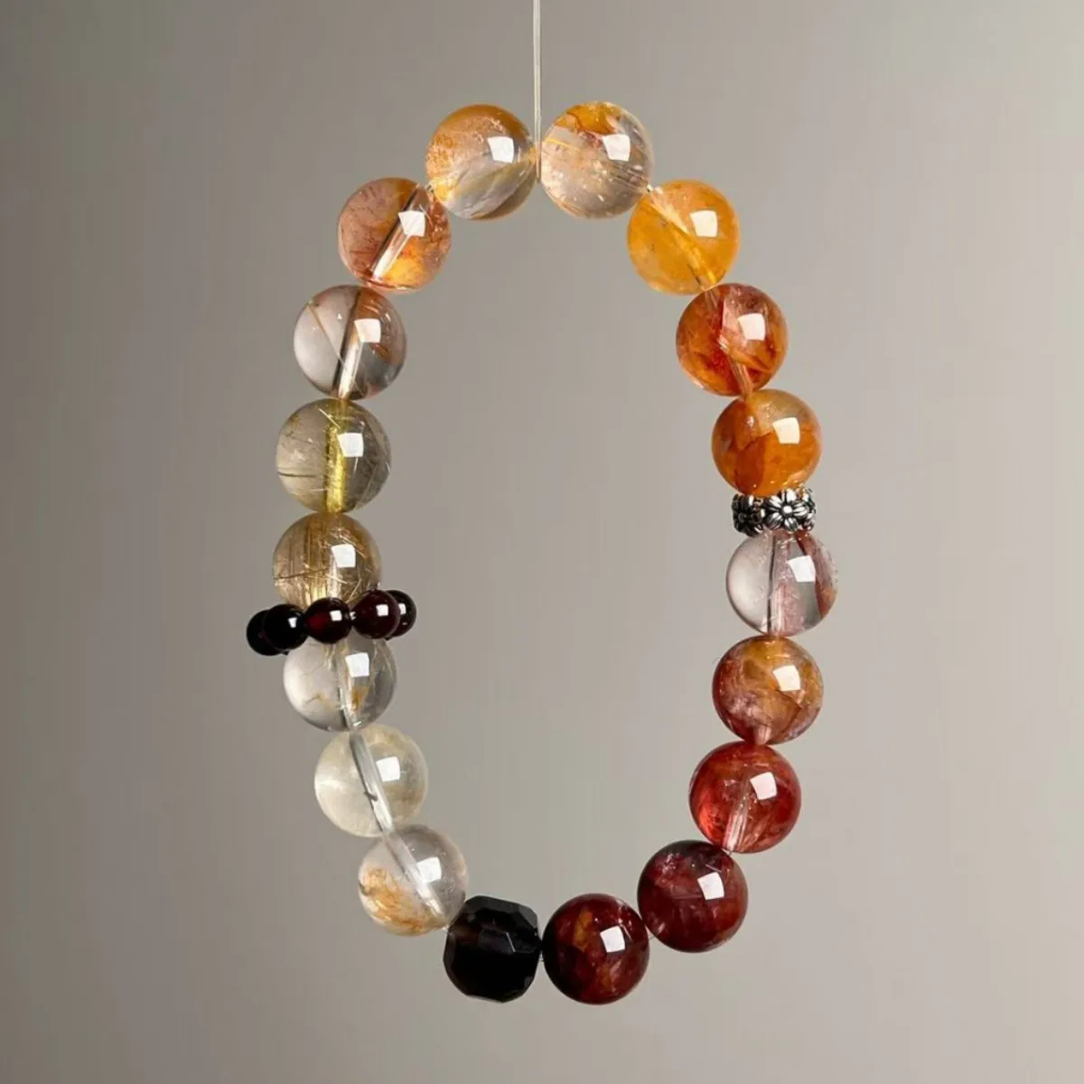 

Natural Crystal Bracelet, Hair Crystal, Red Gum Flower Yellow Gum Flower, Light Luxury Fashion Couple Bracelet