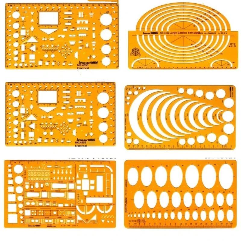 مسطرة قياس القالب الدائرية والبيضاوية - أداة صياغة متينة من الراتنج K للرسم وتصميم الأثاث والتخطيطات المعمارية