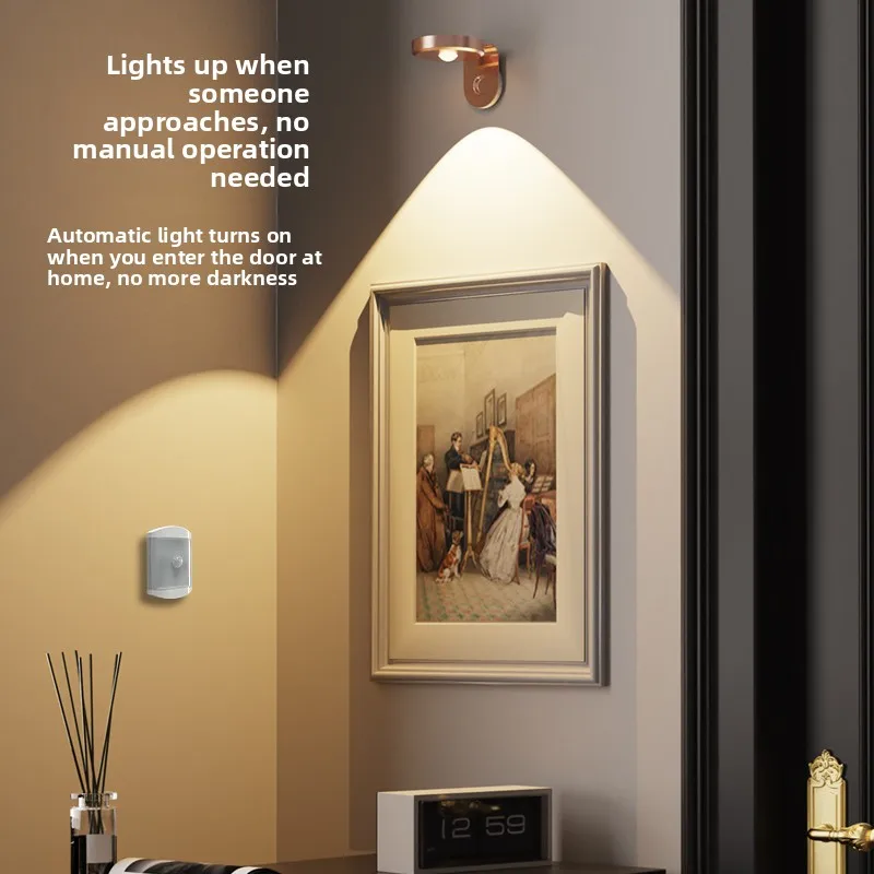 Rechargeable wireless spotlight remote control without punching background wall painting light installation induction