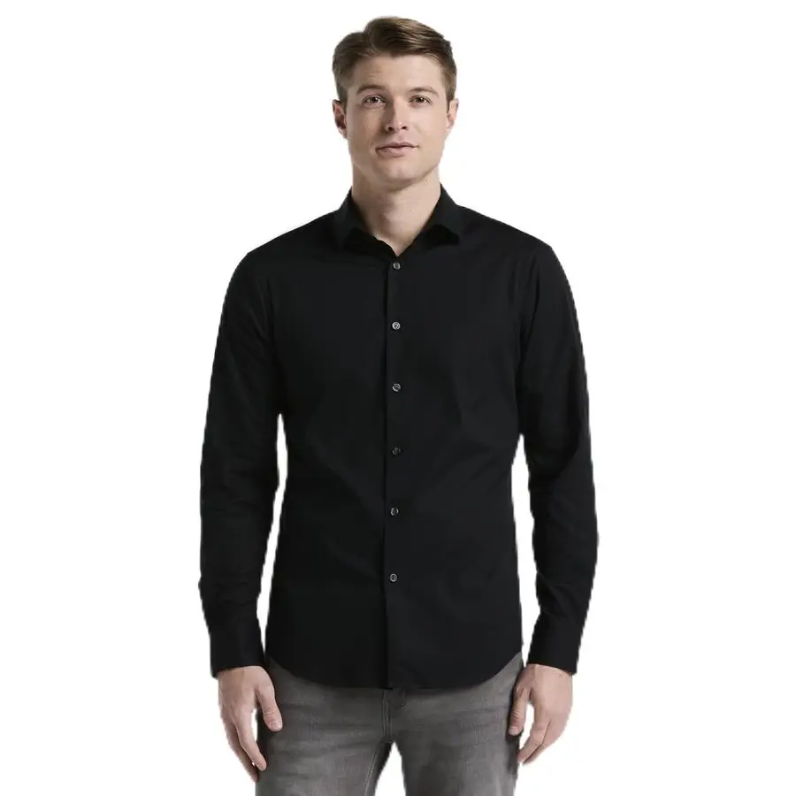 

Хлопковая классическая рубашка Dobby с длинными рукавами, облегающая и эластичная ткань