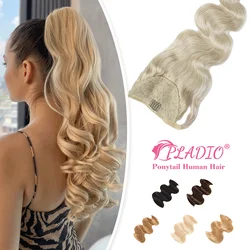 Body Wave Ponytail Human Hair Extensions 12-28 inch Clip Wrap Around Ponytail Brazilian Remy 100% Human Hair Thick End