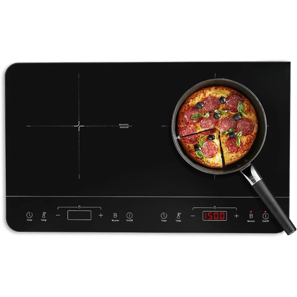 Portable Induction Cooktop 2 Burners,1800W Double Induction Cooktop with 10 Temperature 7 Power Settings,Child Safety Lock&Timer
