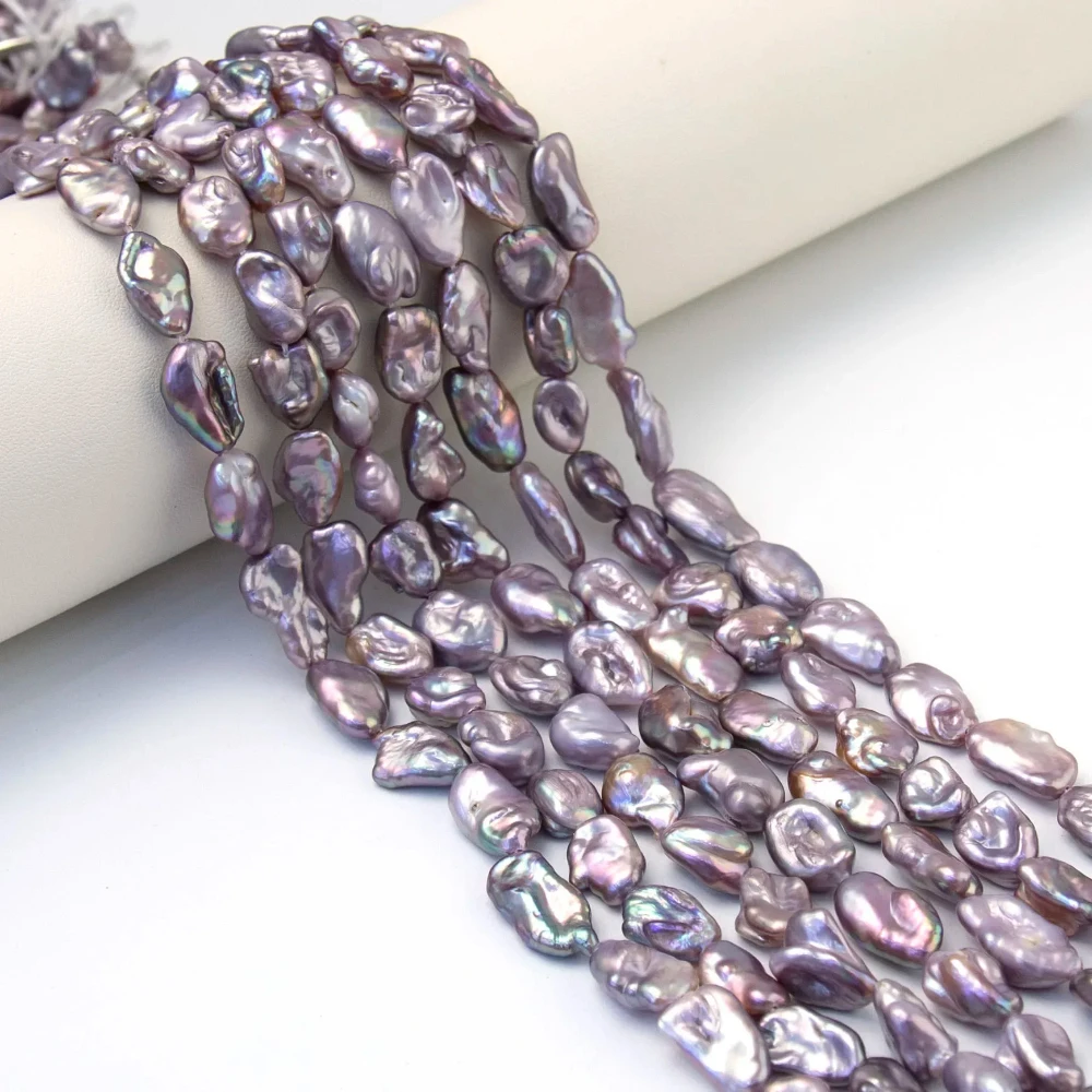 

10-15mm Baroque Irregular Oval Shape Purple Natural Freshwater Pearl Loose Bead for Jewelry Making Bracelet Necklace Accessories