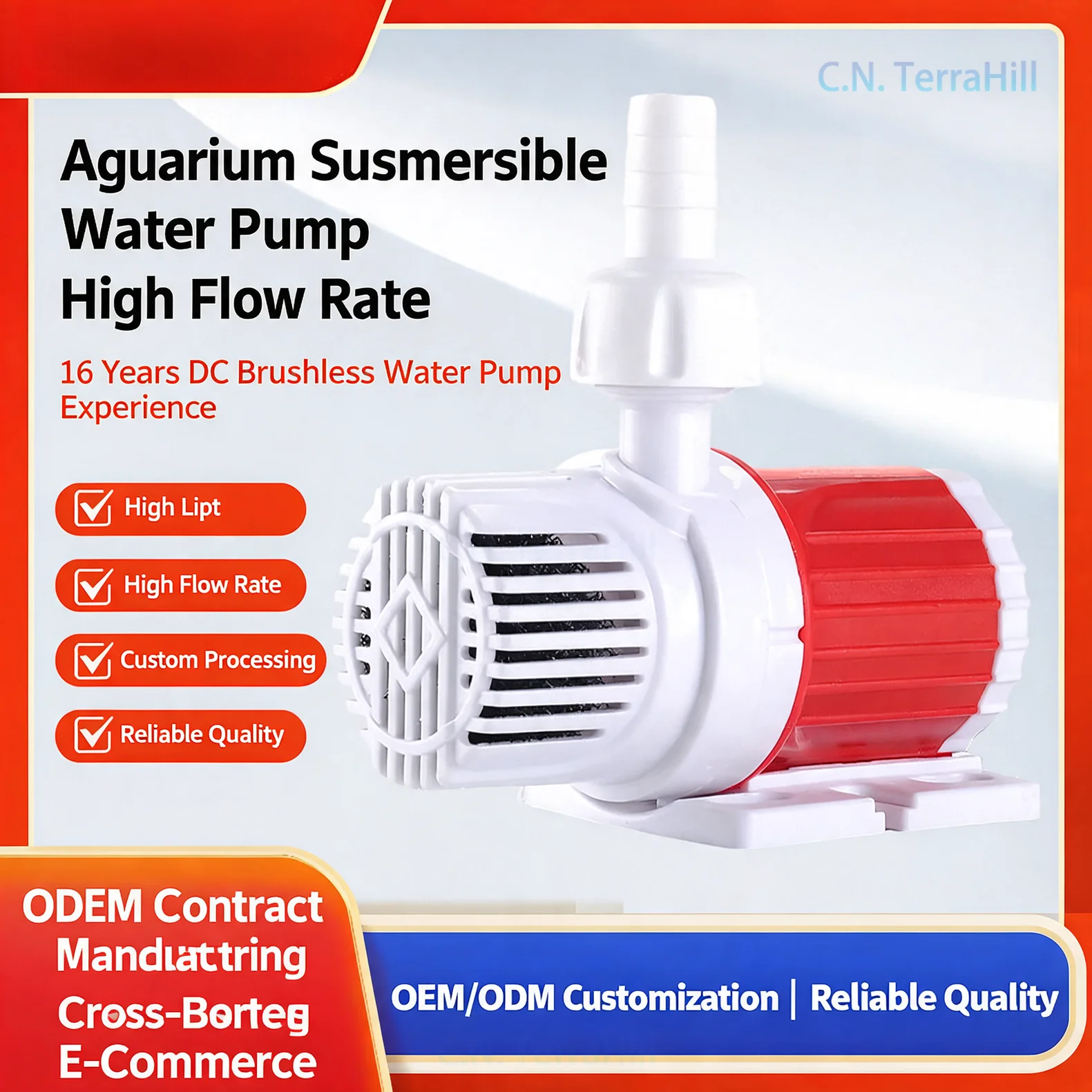 DC12V Brushless Submersible Water Pump Aquarium Waterfall Landscape Wave Maker Circulation Pump