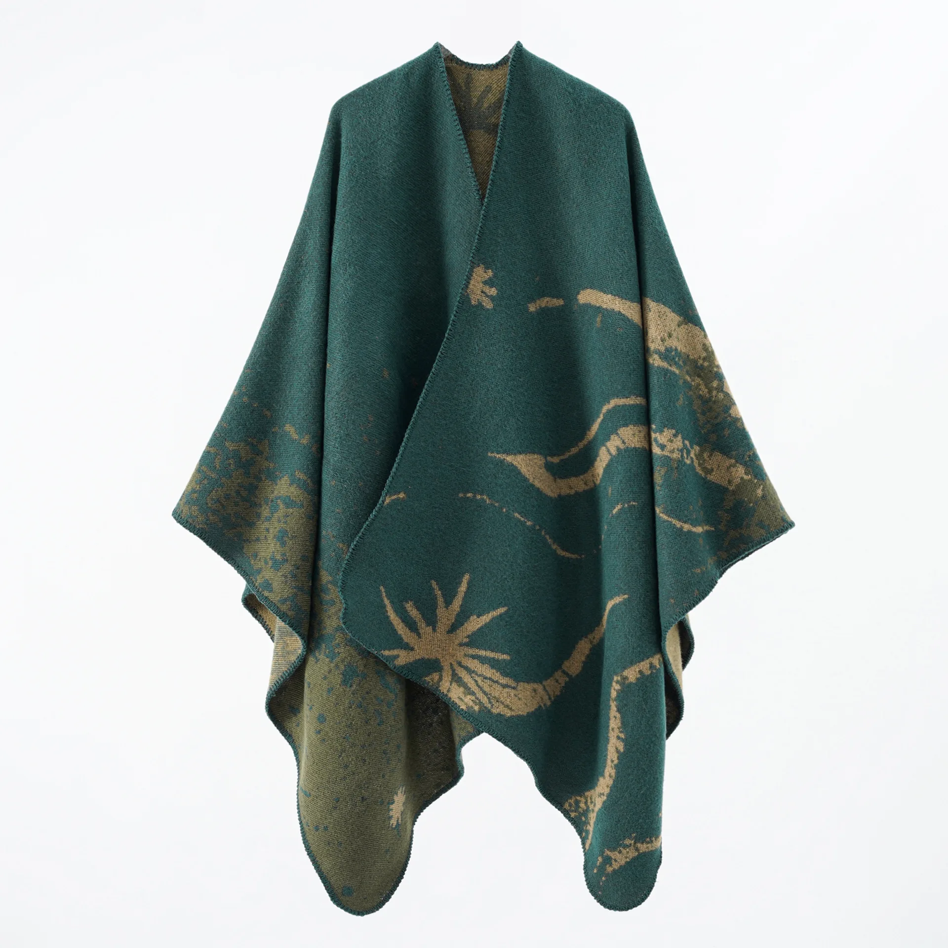 Poncho Capes pour femme, châle chaud en cachemire, motif géométrique LatejFlower, nouvelle rue, automne, hiver