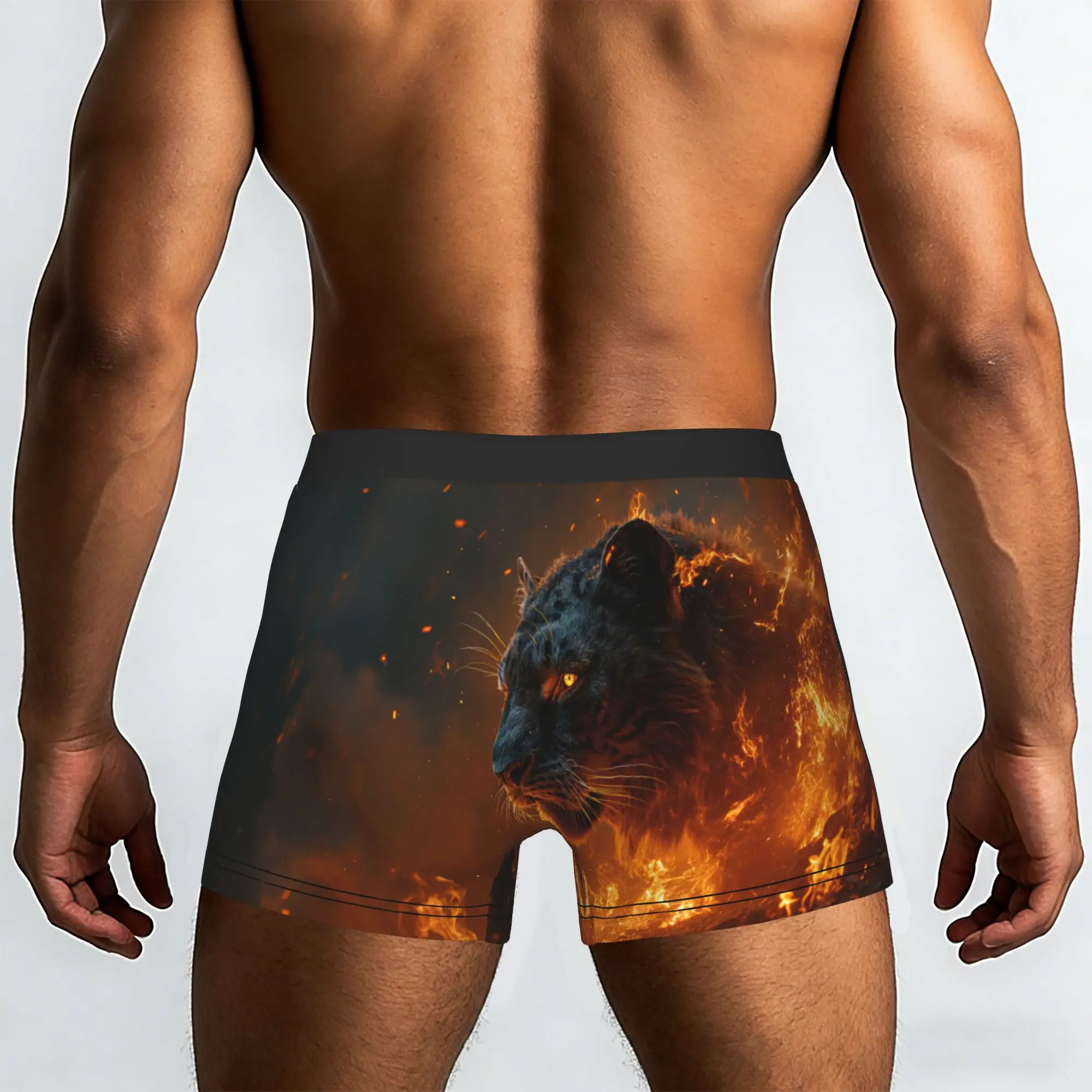 Custom Burning Tiger Art Boxer Shorts For Homme 3D Print  Underwear Panties Briefs Breathable Underpants