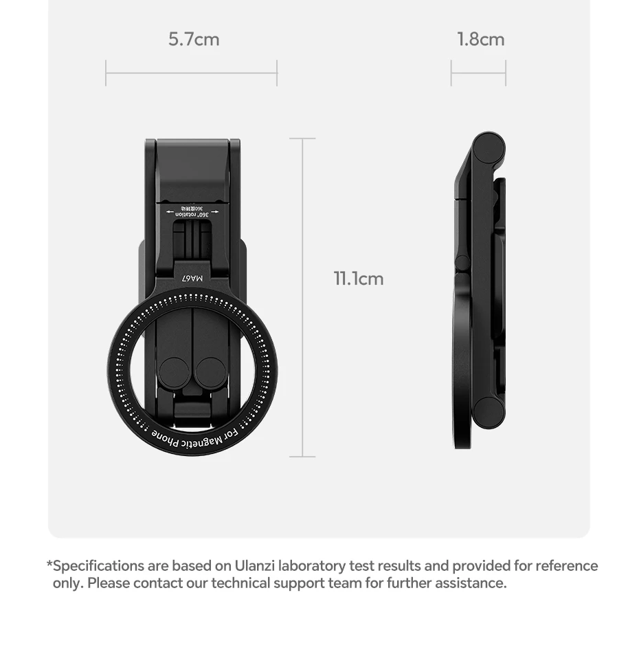 Ulanzi MA67 Overhead-Selfie-Stick mit Griff, magnetischer dreifach faltbarer Handyhalter für iPhone 17, 16, 15, Xiaomi, Huawei, für Vlog-Videos – Detail 14