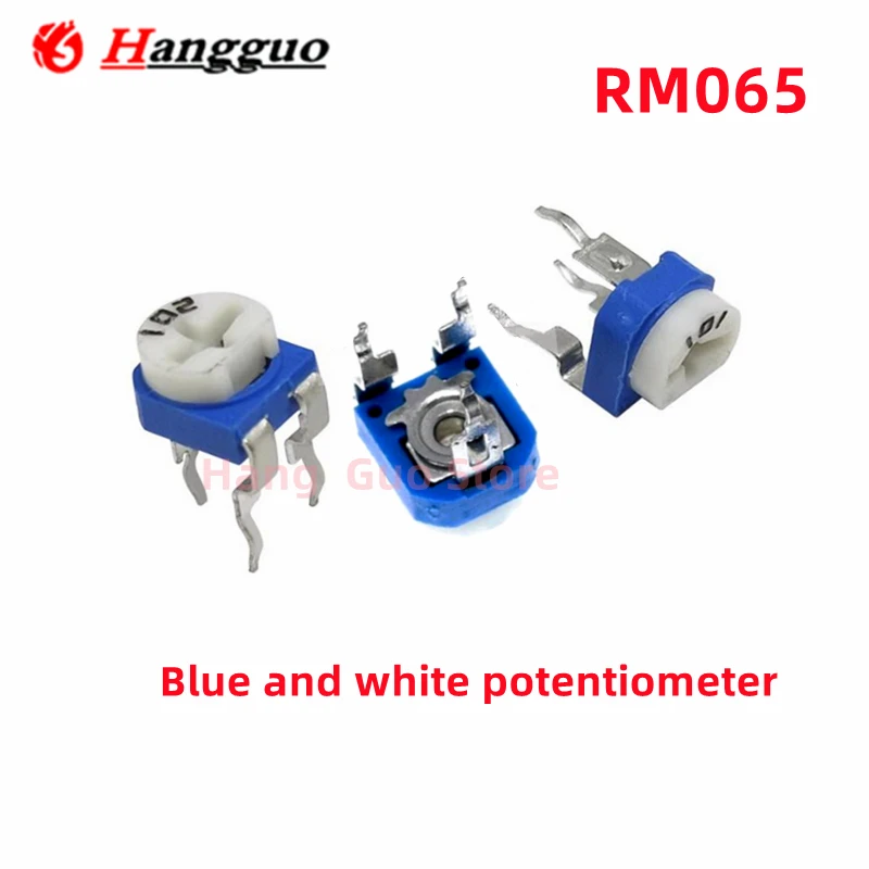 10PCS/Lot Horizontal RM065 Blue and White adjustable resistance 10K/1K/2K1M/20/50/100 OHM /102/103/203/104