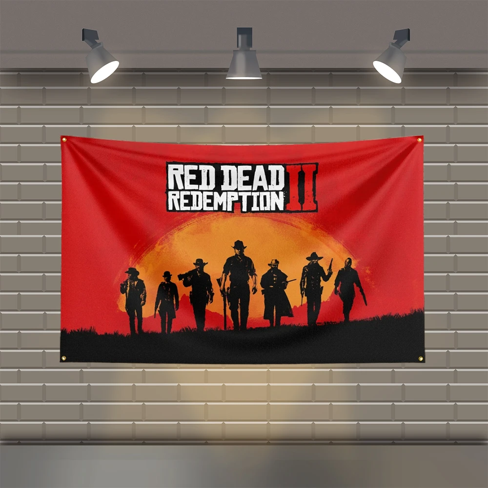 3x5 Ft Red Dead Redemption 2 RDR2 US West cowboy Flag Polyester Printed Flags for Room Garage Decor