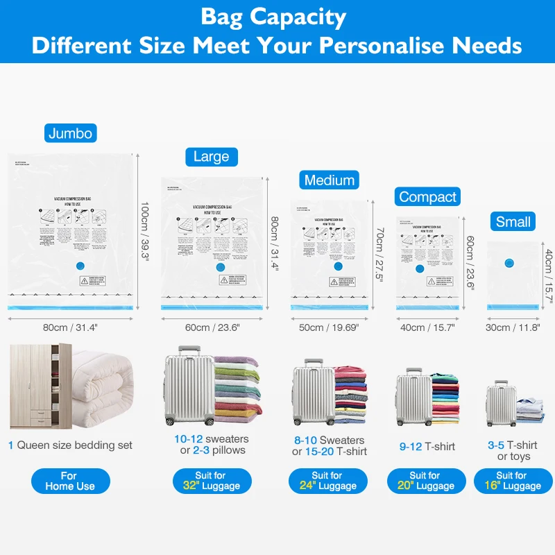 Vacuum Storage Bags With Electric Pump,Travel Vacuum Storage Bag,Multi Compressed Bag,Space Saver Organizer for Clothes Blanket