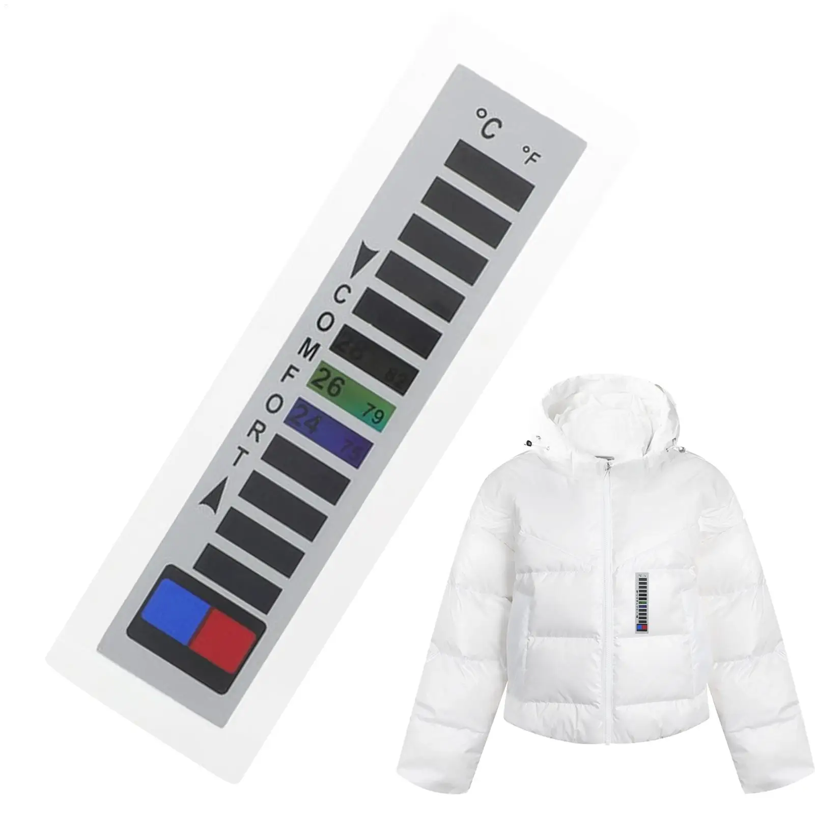 Reusable Clothing Temperature Gauge Down Coat Winter Temperature Sticker Liquid Crystal Display Strip Fish Tank Temperature Gear