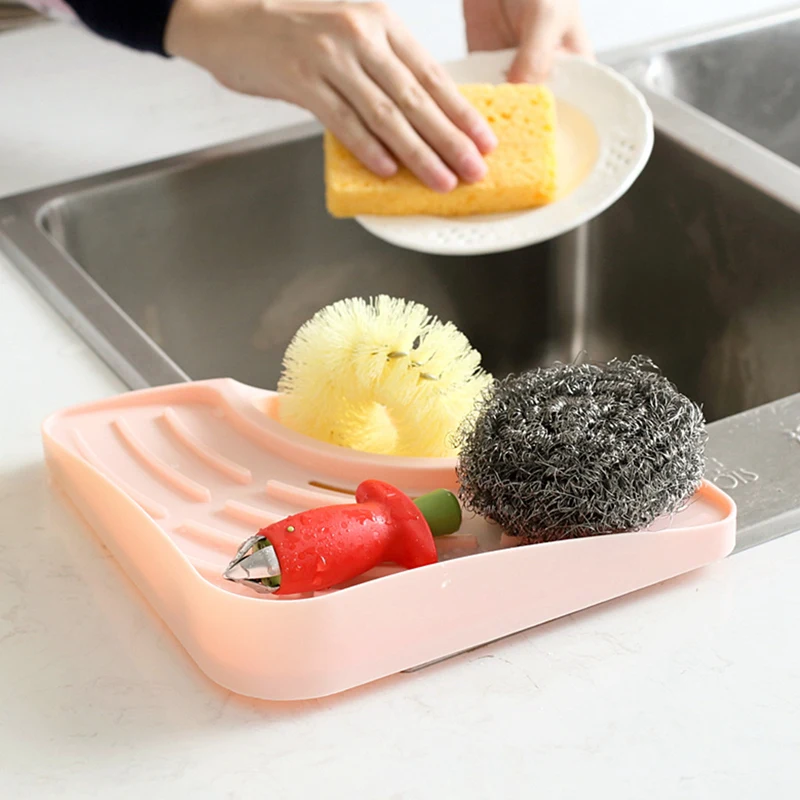 Kitchen Sink Corner Drain Basket Shelf Fruit Vegetable Drain Basket Sink Drain Rack Sponge Holder Organizer Kitchen Accessories