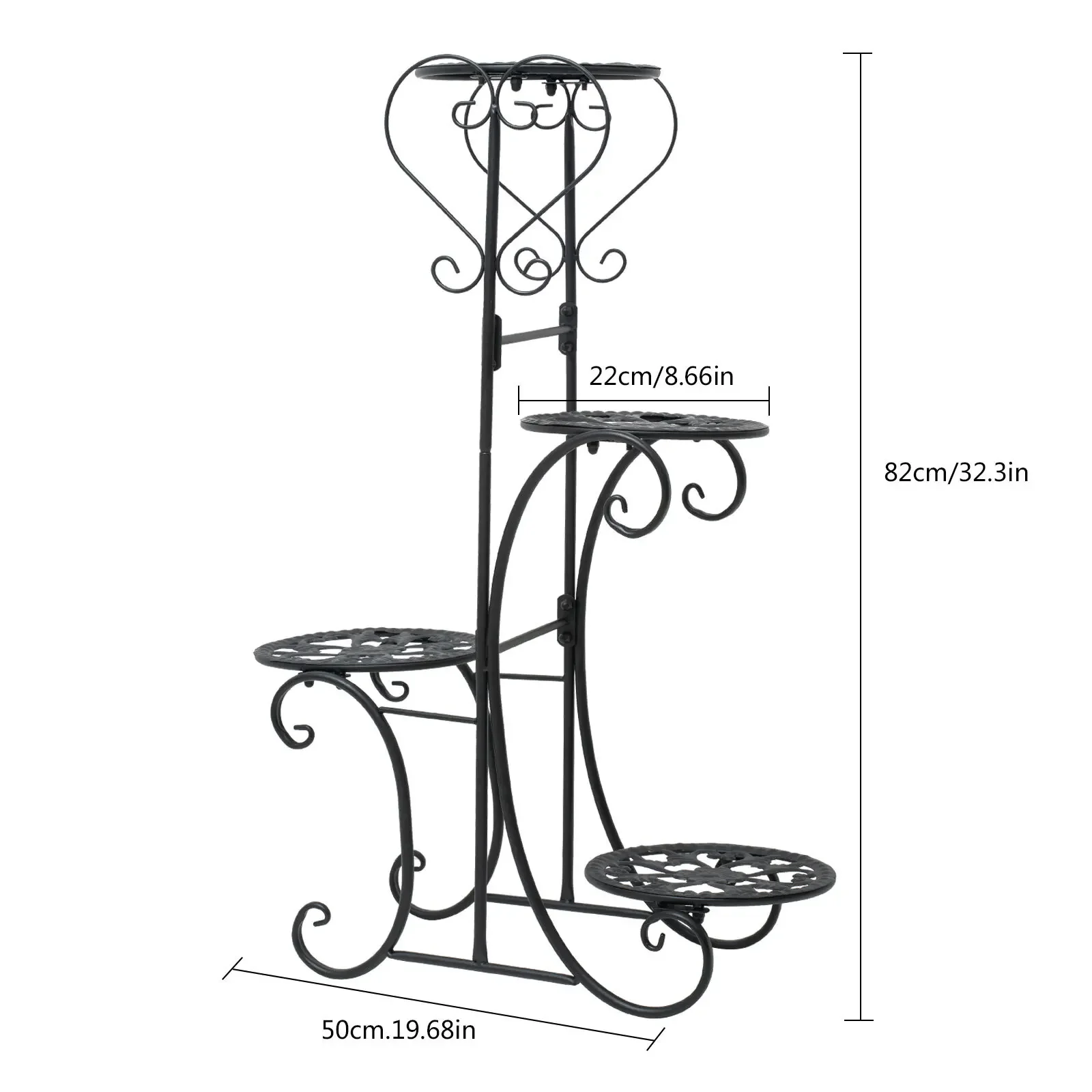 

4-Tier Metal Plant Stand - Indoor/Outdoor Flower Pot Shelf, Multi-Layer Display Rack for Garden Patio