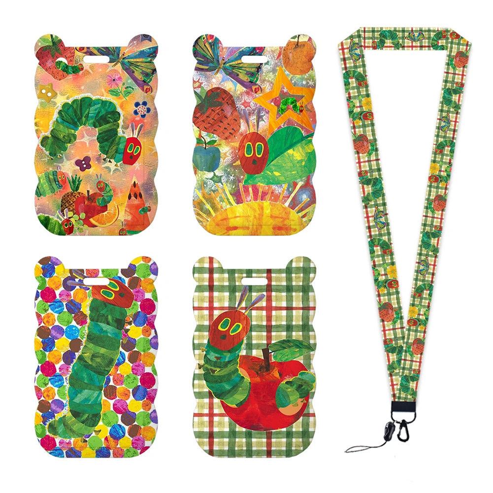 Cute Butterfly Caterpillar Designs Lanyards ID Badge Holder Strap Work Card Bus Access Card Holder Keychains Accessories