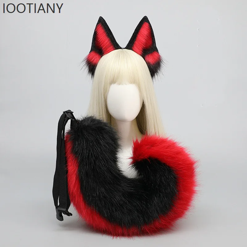 

German Shepherd Ears Plush Tail Cosplay Faux Fur Wolf Tail Women's Lolita Cosplay Animal Tail Halloween Party Christmas Props