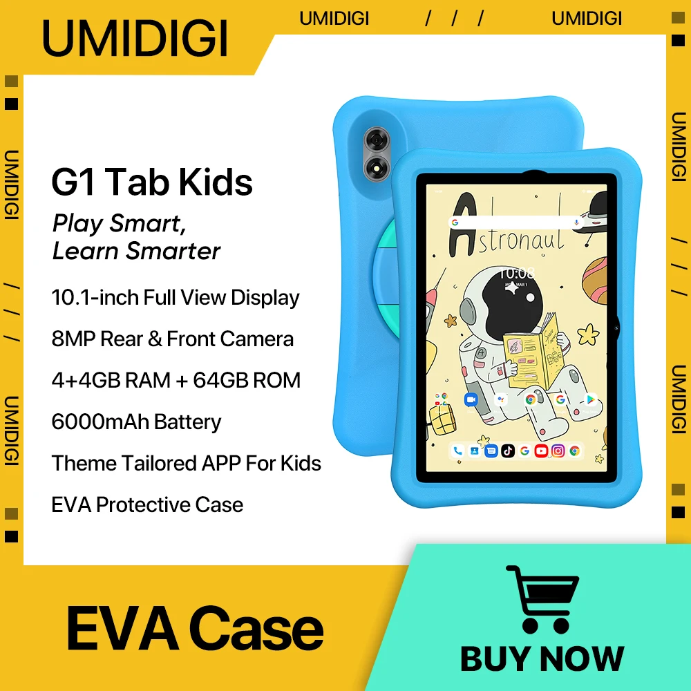 [IN STORE] UMIDIGI G1 Tab Kids Tablet 10.1 Inch Children Tablets Android 13 Quad Core WIFI 6 6000mA 4GB 64GB Child For Learning