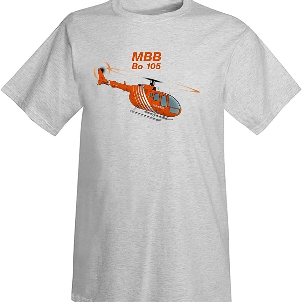 West Germany BO 105 (Orange) Helicopter T-Shirt - New 100% Cotton Short Sleeve O-Neck T-shirt Casual Mens Top