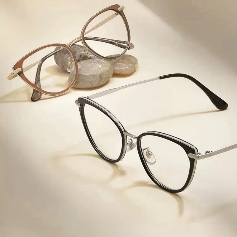 OLLYMURS New Trend Cat Eye Prescriptions Glasses Women Fashion Retro Blue Light Blocking Optical Violators Eyeglasses Frames