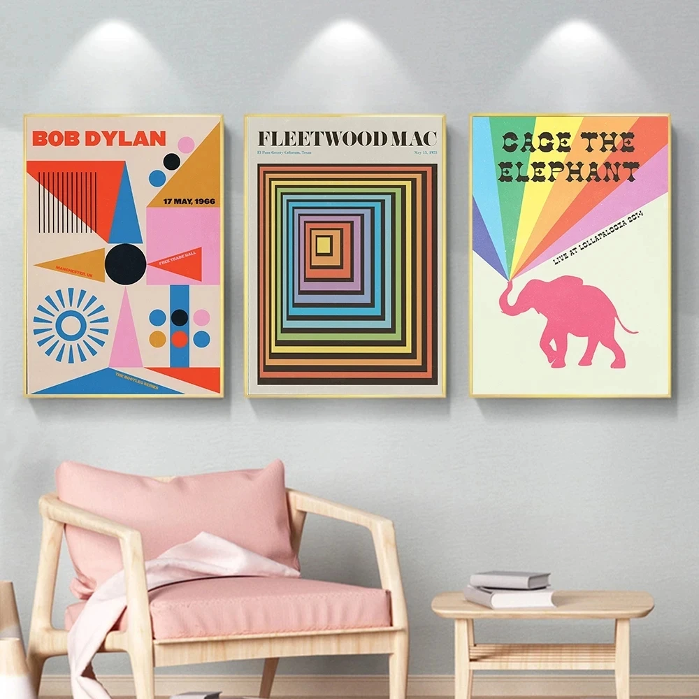 Retro Fleetwood Mac Music Posters and Prints Band Gig Vintage Colorful Canvas Painting Wall Pictures for Living Room Home Decor