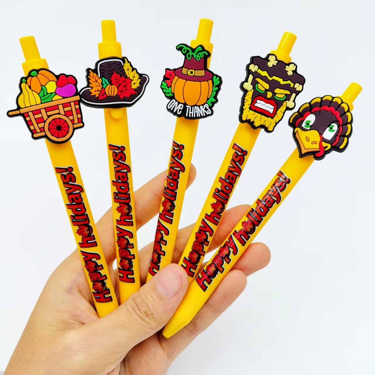 7pcs/10pcs/15pcs/20pcs Thanksgiving themed Ballpoint pens, maple leaf pumpkin shaped ballpoint pens, holiday gift stationery