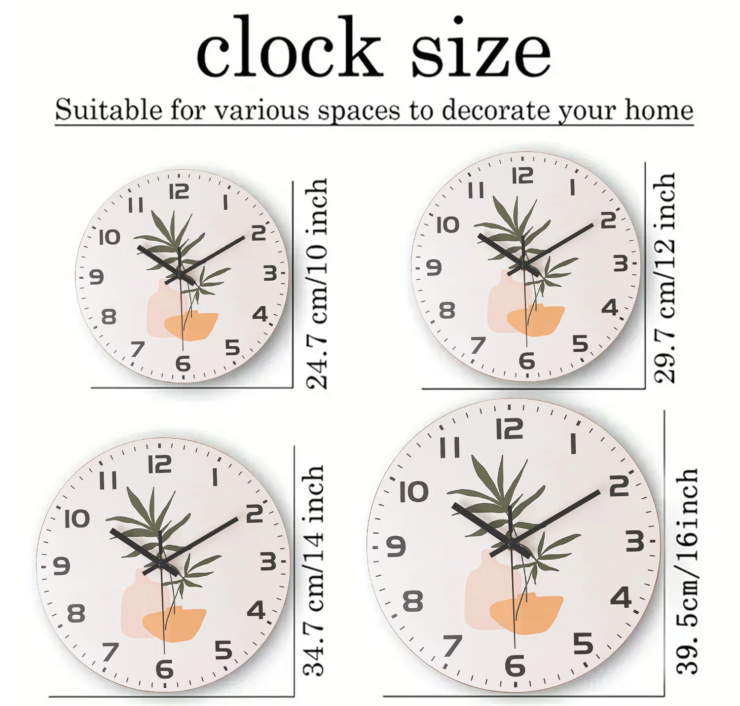 Casual Small Flower Pattern Wooden Wall Clock Living Room Bedroom Kitchen Home Decoration Wall Clock Silent Quartz Clock Holiday Gift 11.2inch