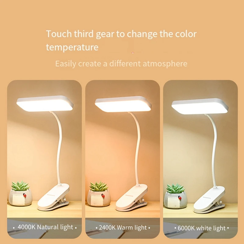 

Eye-Caring LED Book Light With Adjustable Brightness & Color Modes, USB Rechargeable Reading Lamp Durable Easy To Use