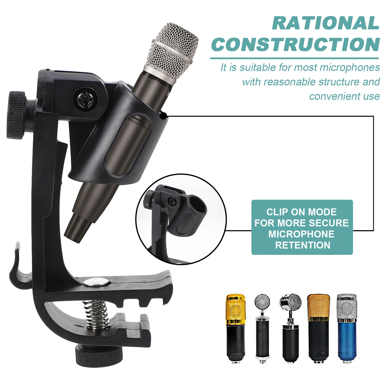 

2pcs Plastic Microphone Clips Shockproof For Drum Stand Boom Supports Accessories Mic Holder Mount Bracket Wireless Microphone