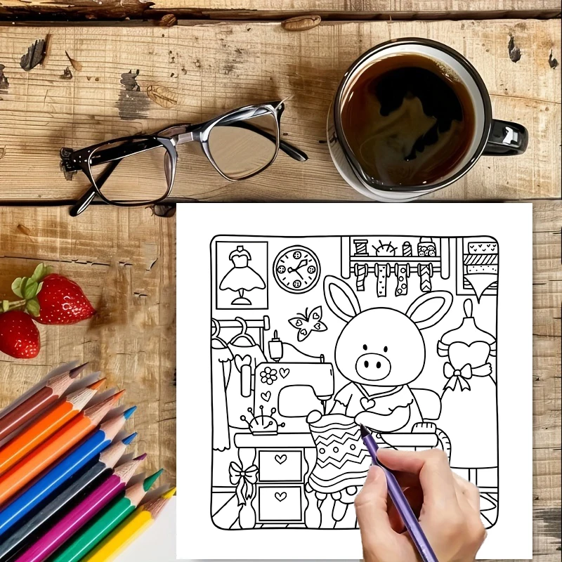 28 صفحة كتاب تلوين الكلاب البنات للبالغين | كتاب التلوين، لوازم الرسم لعيد الميلاد وعيد الشكر #3