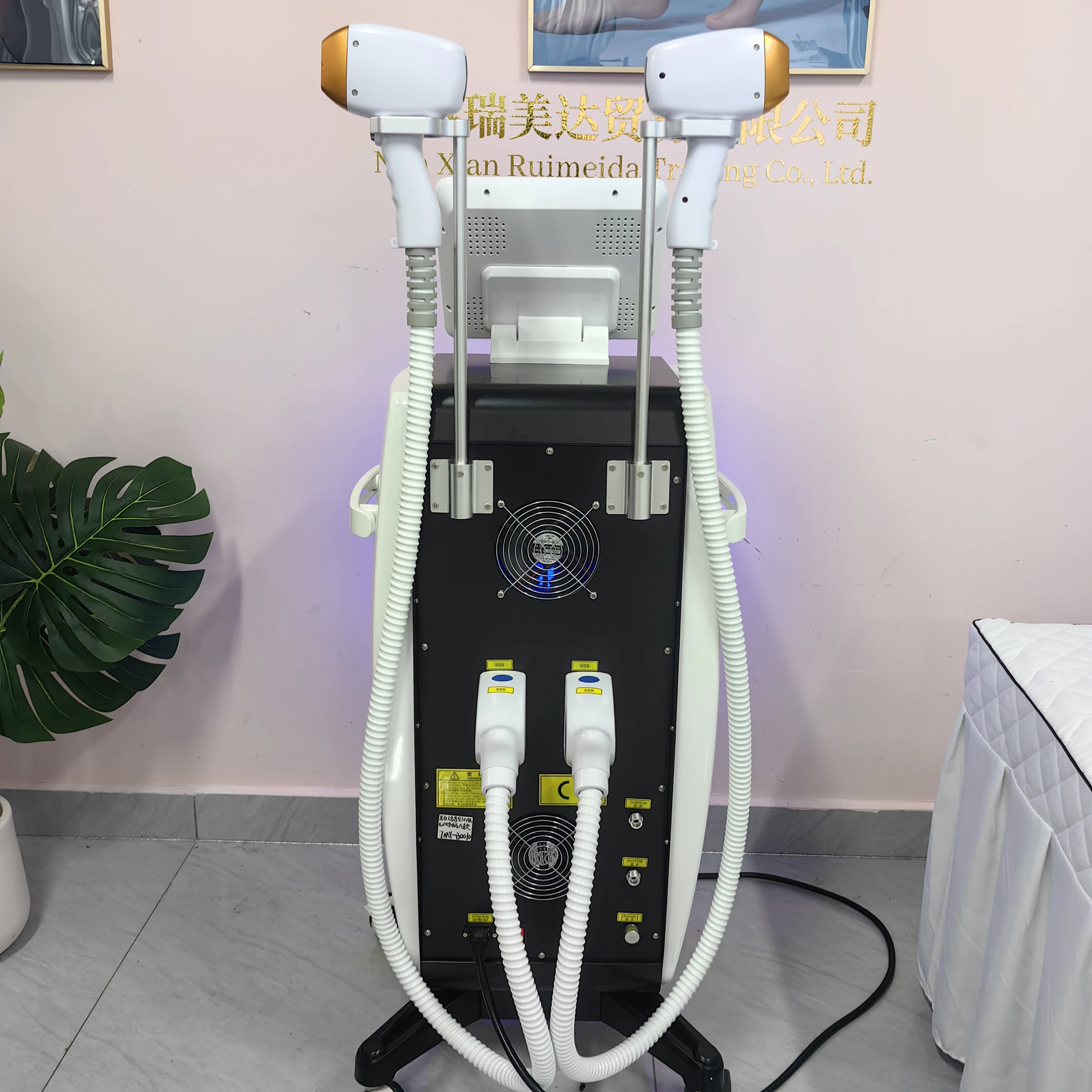 Vertical Standing Beauty Machine Dual Hair Removal Handles 10 Bars High Power Skin Pigment Brightening Salon Equipment