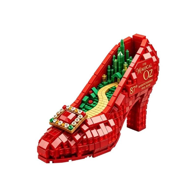 Ruby Red High Heel Shoes Building Blocks Set,Magical Fairytale Ruby Slippers Model Bricks,Ornament Home Decor Gift for Girls view 6