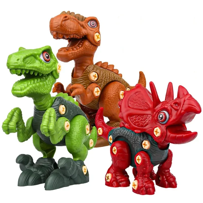 Brinquedo de dinossauro porca e parafuso para crianças, robô de transformação educacional, modelo plástico montado DIY, novo, presente