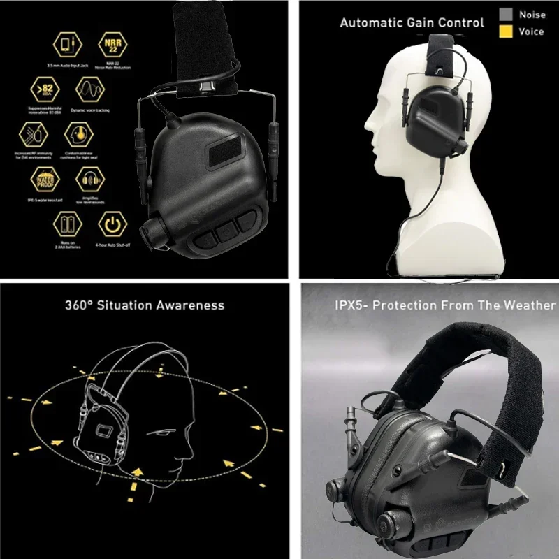 EARMOR Outdoors NRR 22dB Tactical Headset M31 MOD4 Noise Canceling Earmuffs Military Anti-Noisy Shooting Earphone