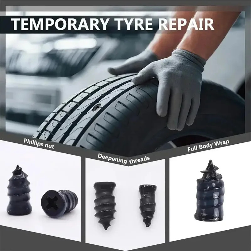 Reifenreparatur-Set für Auto-Vakuumreifen: Reparatur-Schrauben, Gummi-Reifenreparaturnägel + Werkzeugset mit Box für Schnelle Reifenreparatur – Detail 4