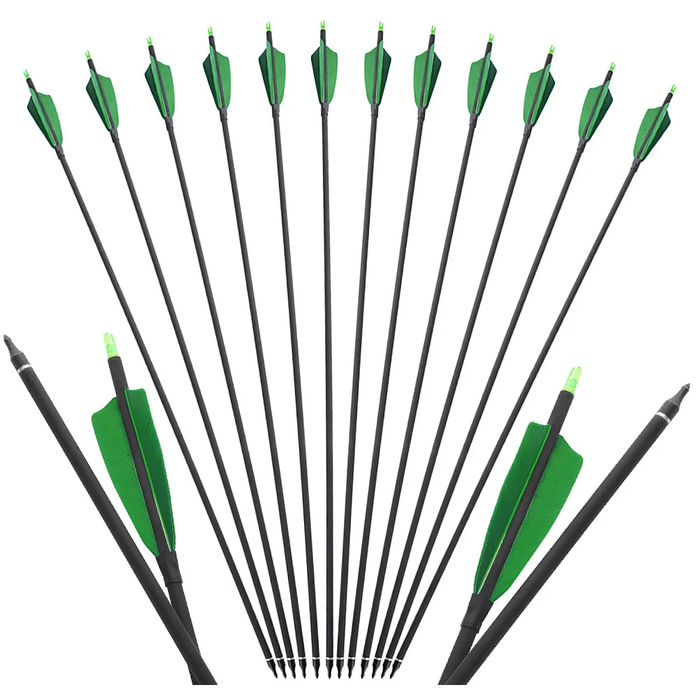 

6/12pcs Carbon Arrows 31.5inch Spine 500 Spiral Feather ID 6.2mm OD 7.8mm for Recurve Compound Bow Hunting Shooting Targeting