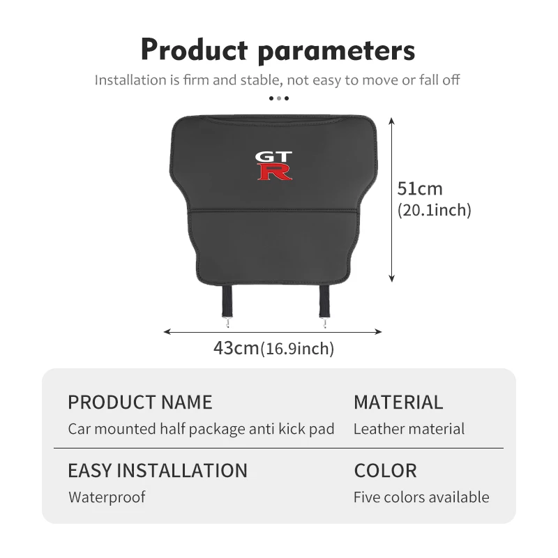 Car Seat Back Leather Kid Anti-Mud Cover Anti Kick Mat For Nissan GTR X-trail Tiida Qashqai J10 J11 Leaf Kicks Versa view 6