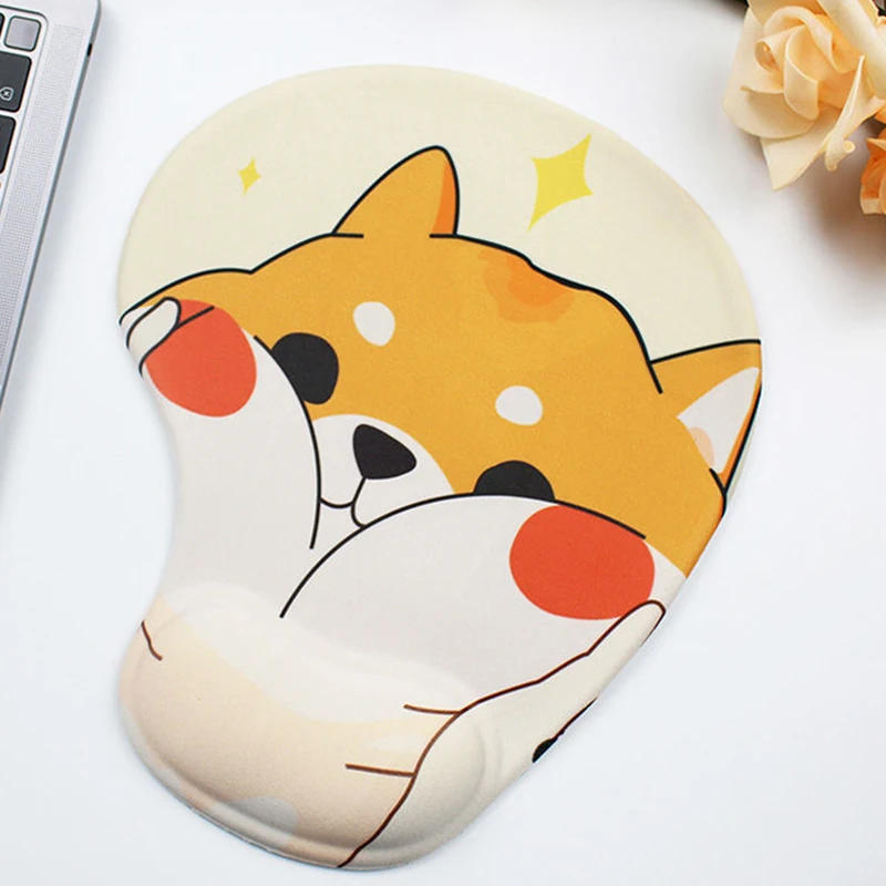 Kawaii Anime Mouse Pad with Wrist Support Anti Slip Silicone Hand Rest 3D Cartoon Cute Mice Mat for PC Computer Laptop Gaming