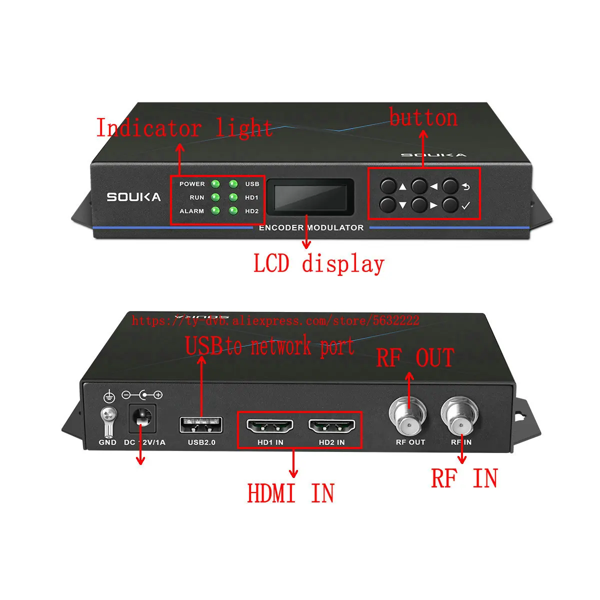 Imagem -05 - Modulador Hdtv para Streaming Media Advertising Canais hd para rf Dvb-t Dvb-c Atsc Isdbt Hotel tv System Codificador