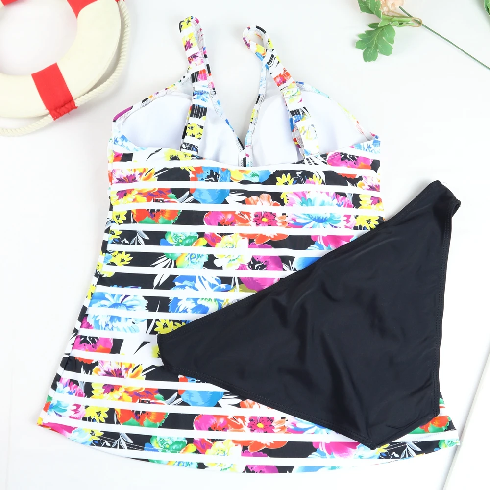 2024 Nowy kostium kąpielowy dla kobiet Tankini Plus Size Dwuczęściowy sportowy kostium kąpielowy z wysoką talią Strój kąpielowy Push Up Bikini 3XL