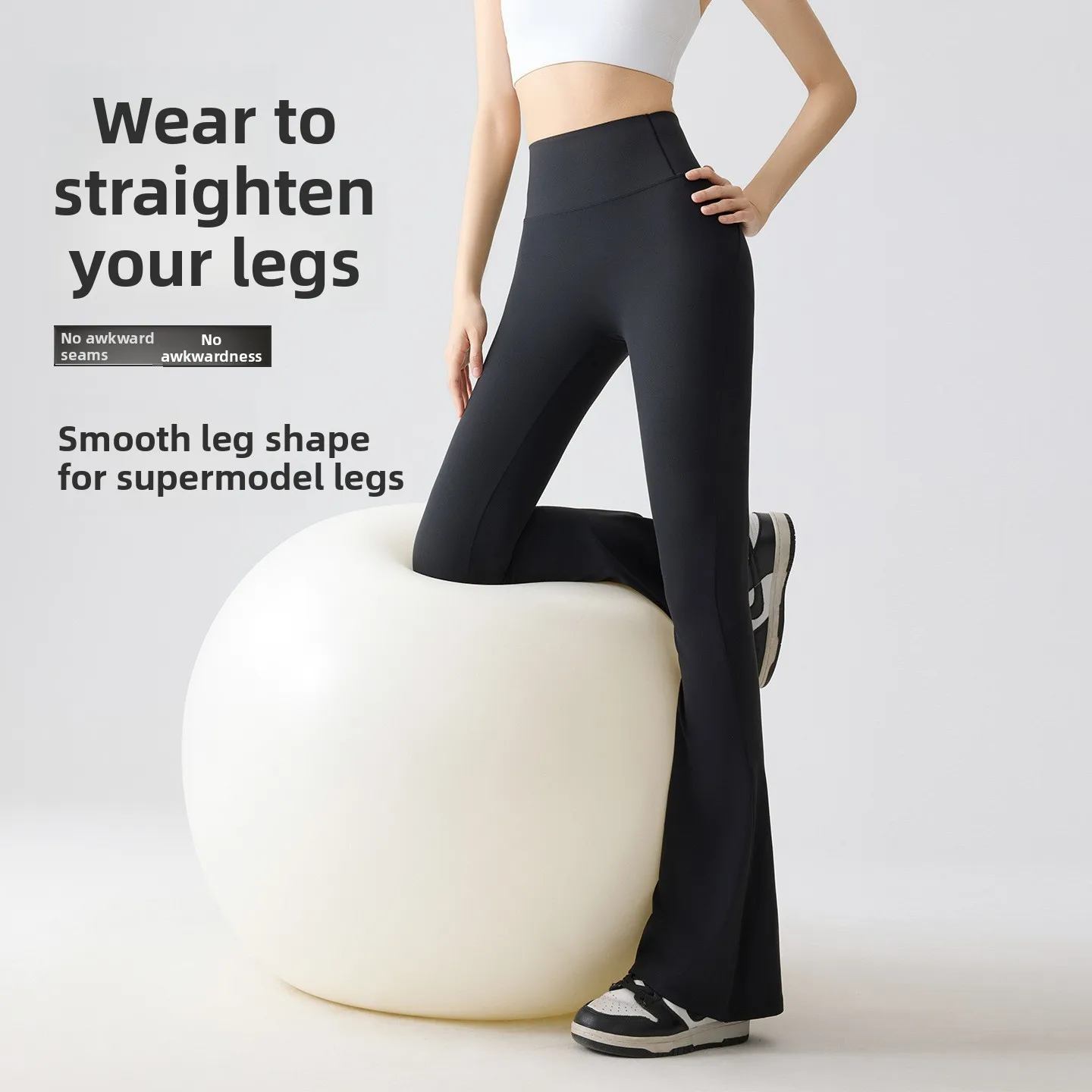 

Летние тонкие женские брюки для йоги с эффектом утяжки, расклешенные, с контролем живота, белые, для ношения поверх одежды