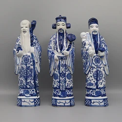 The Three Gods of Fortune,Prosperity and Longevity, Porcelain Figurines, Ceramic Statues