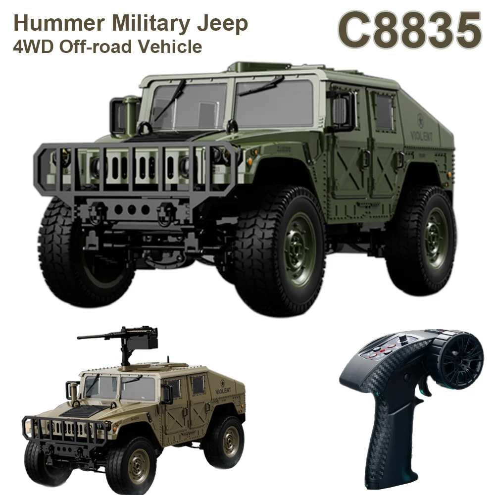 

1:14 C8835 RC Car 2.4G Simulation 4x4 All-terrain Off-road Climbing Vehcile Remote Control Military Jeep Toy with Winch