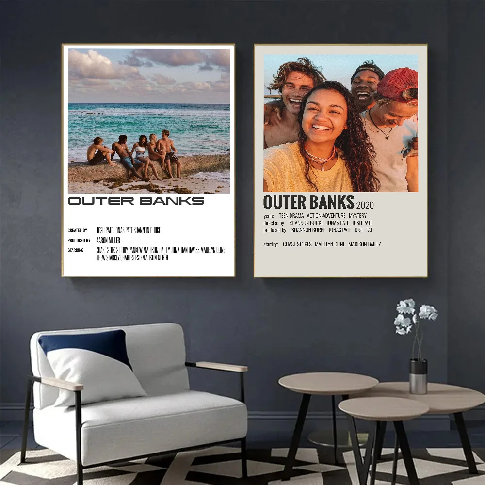 2020 Adventure TV Series Outer Banks Vintage Posters Sticky Retro Kraft Paper Sticker DIY Room Bar Cafe Kawaii Room Decor