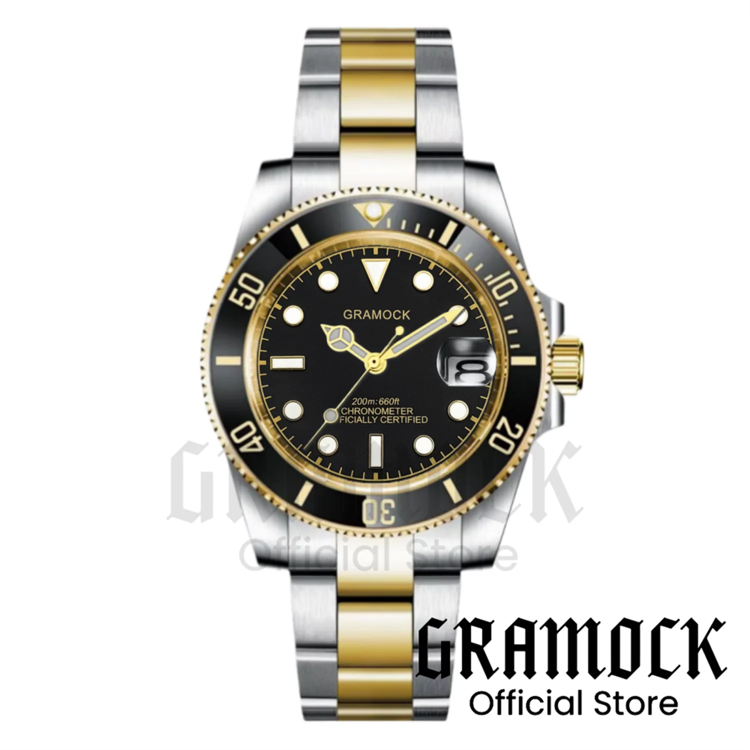 

Two Tone Gold/Rose Gold Steel Diver Watch 40MM PT5000 MIYOTA8215 Movement Luminous Dial Oyster Bracelet Mechanical Watch For Men